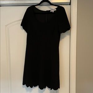 The Vanity Room Black Scalloped Mini Dress